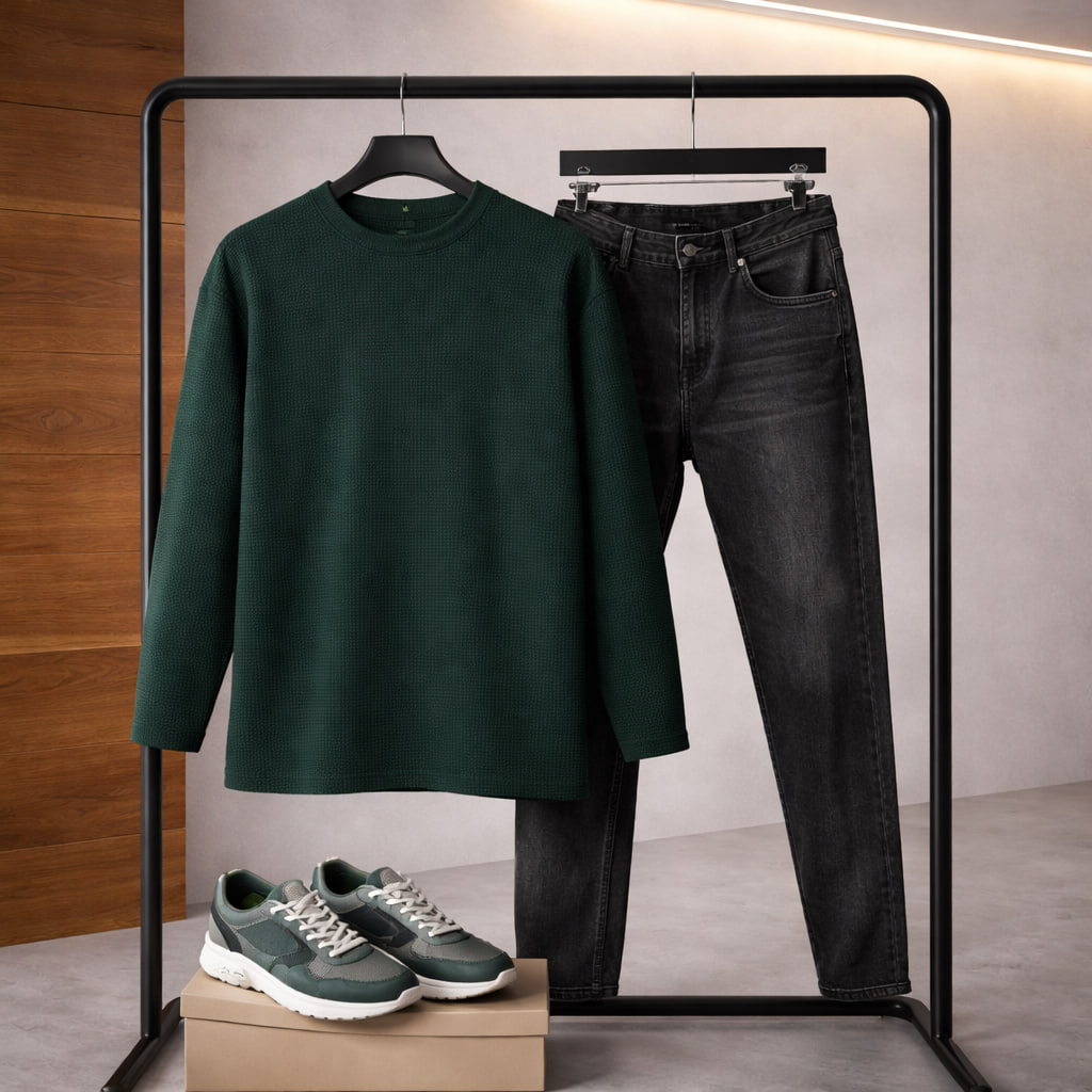 بلوز مردانه آستین بلند سبز مدل Atra