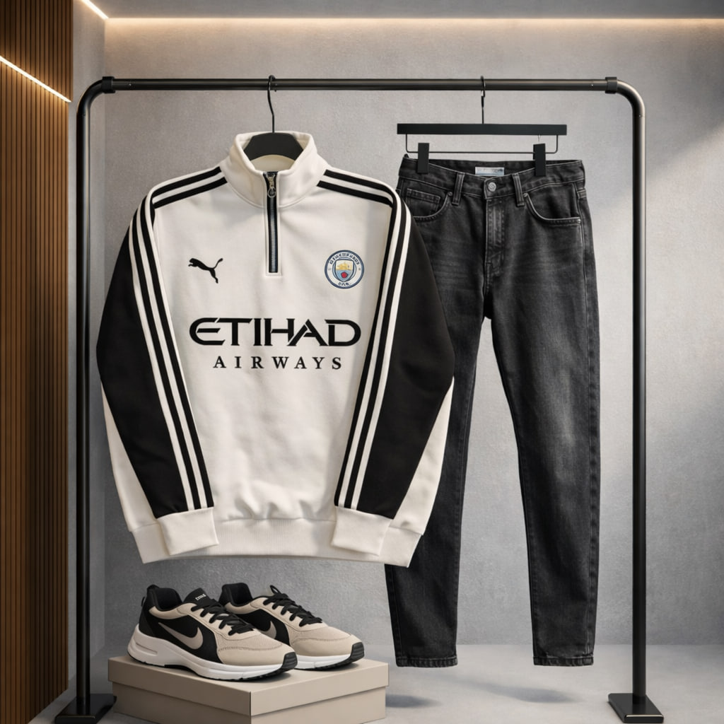 دورس نیم زیپ منچستر سیتی-سفید