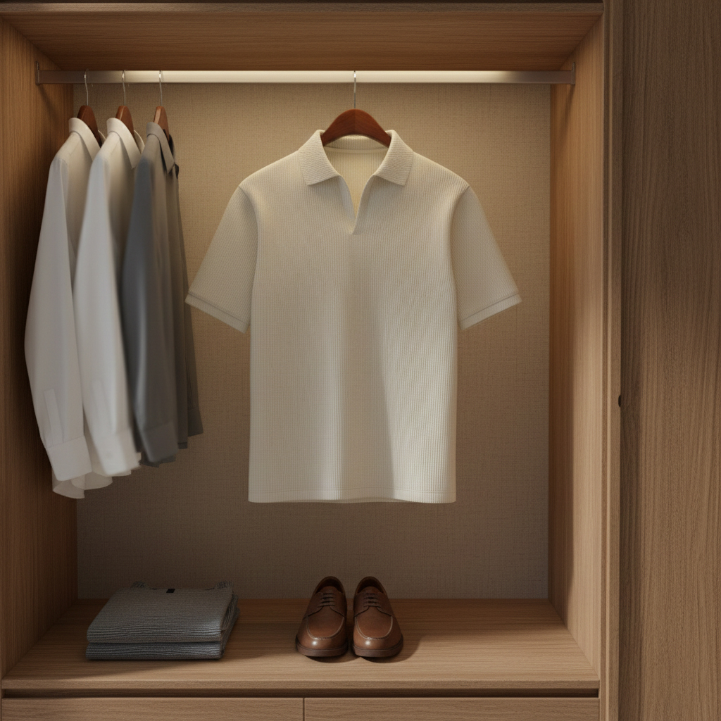 تیشرت میله ای یقه دار tavar-سفید