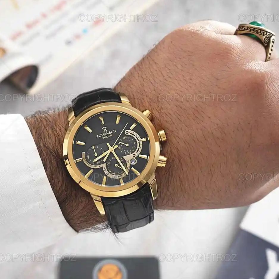ساعت romanson مشکی طلایی مدل B62