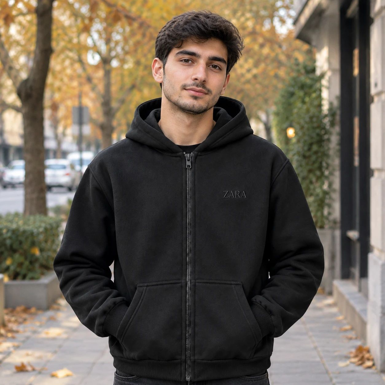 سوئیشرت کلاهدار مردانه مدل ZARA-مشکی